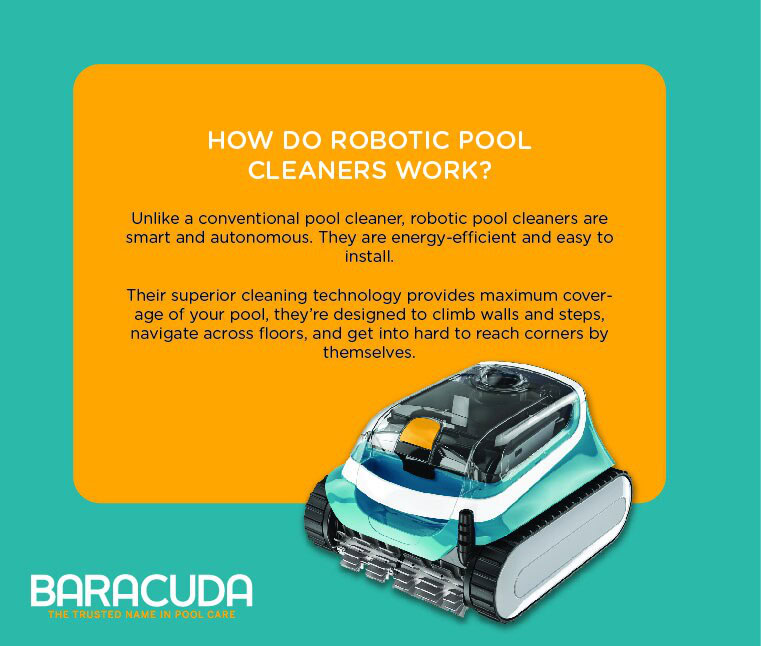 How do robotic pool cleaners work infographic